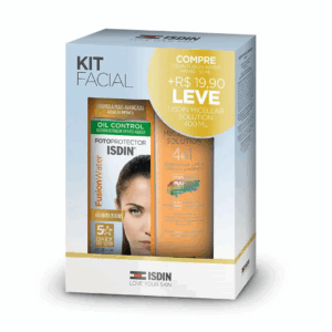 Kit Isdin Protetor Solar Facial Fusion Water FPS 60 50ml + Solução Micelar 400ml